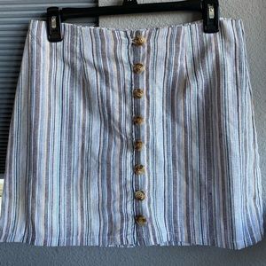 striped multicolored button front skirt